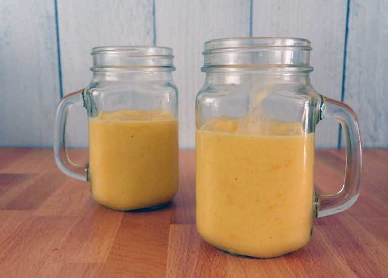 Mango smoothie half full by Roaring Spork