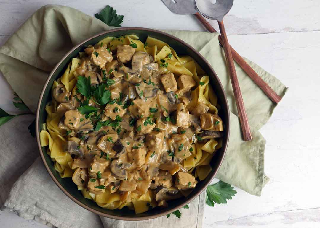 Tempeh Mushroom Stroganoff - Roaring Spork