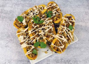 Stuffed delicata squash by Roaring Spork