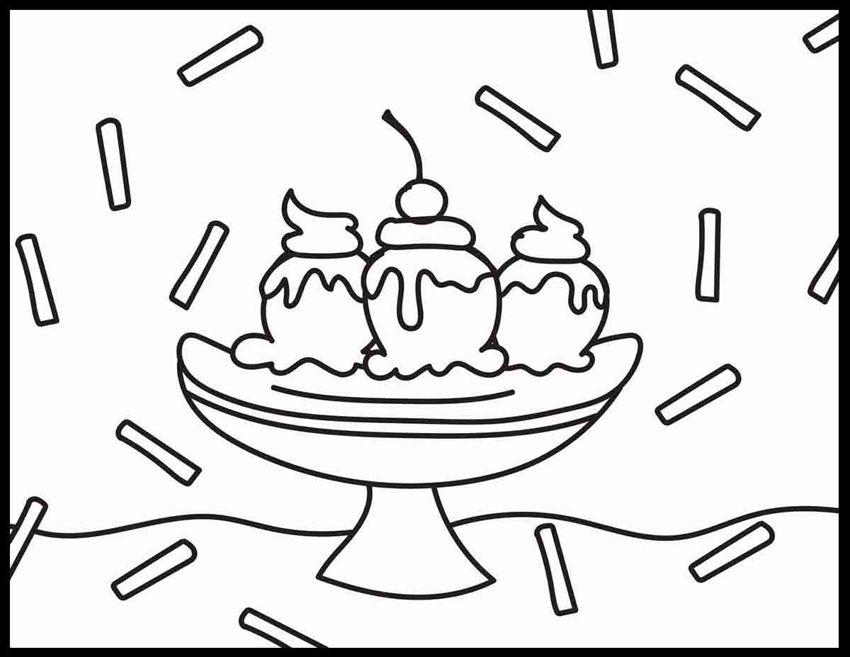 Banana Split Coloring Pages Roaring - Banana Split Coloring Page3 Preview 