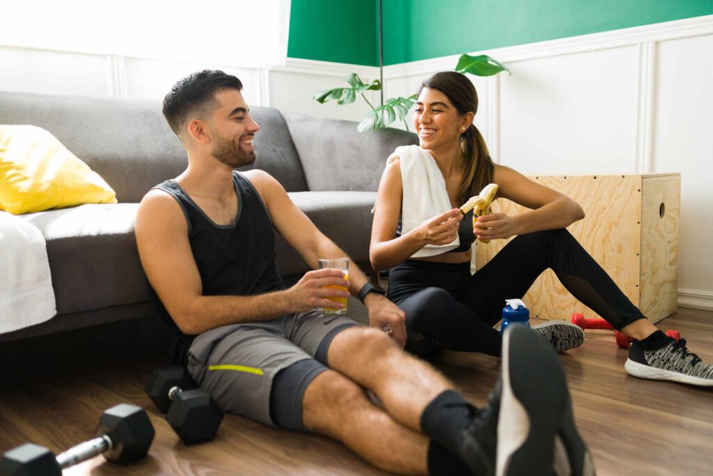 Couple finishing up a workout